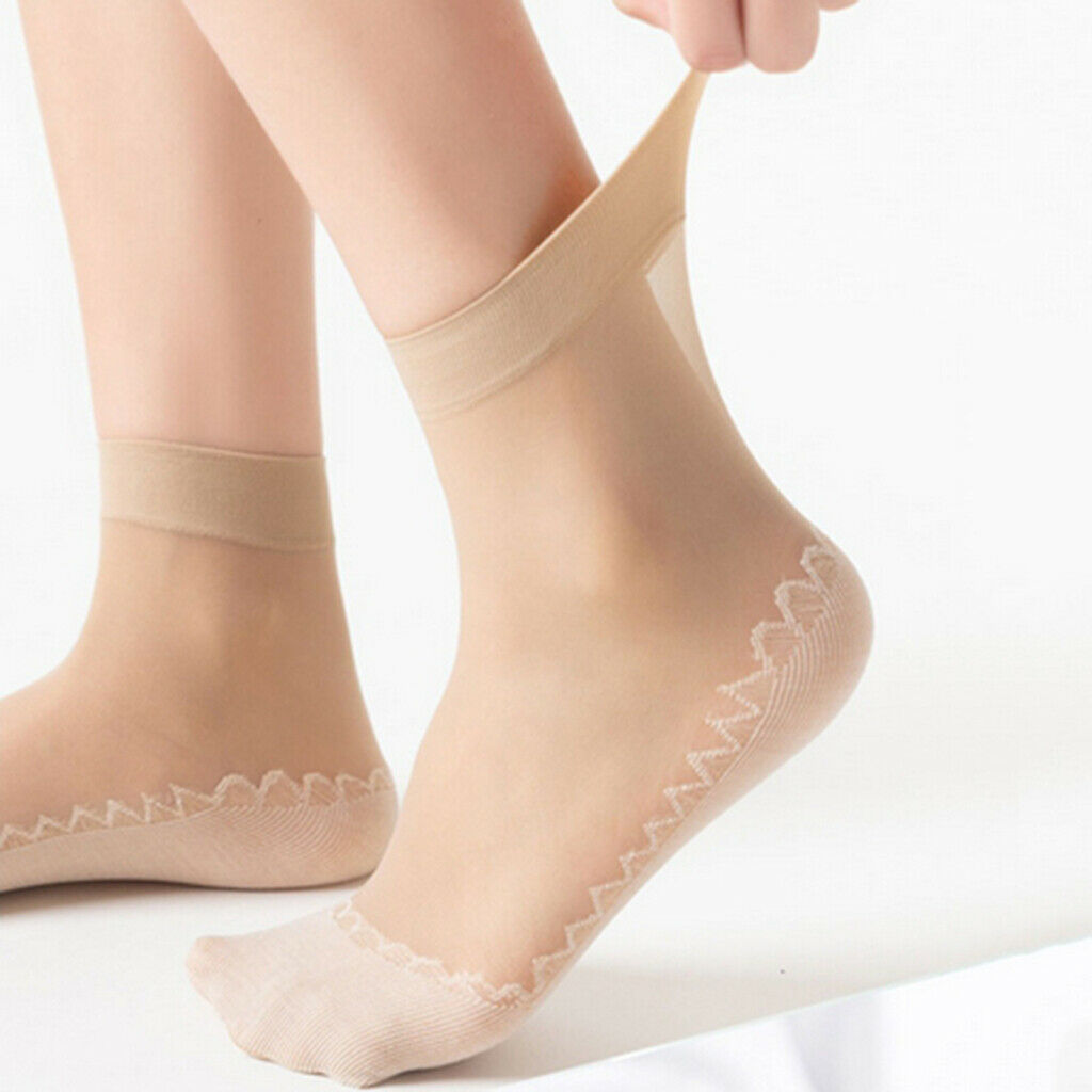 40x Women's Chinlon Silk Summer Socks Lace Anti-Slip Short Ankle Socks