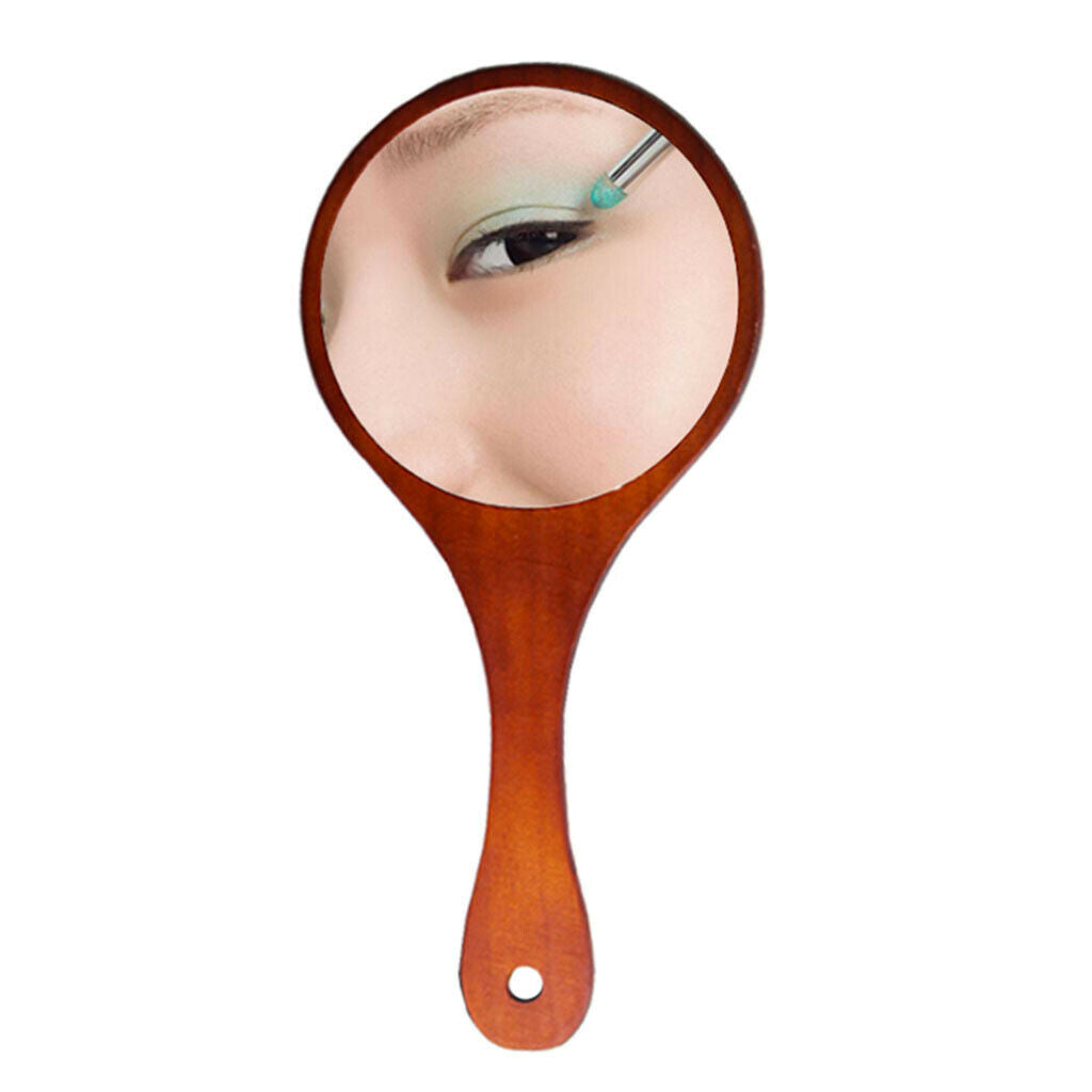 Pack Of 2 Colors Rustic Exquisite Wooden Makeup Mirrors Round Handheld Mirrors