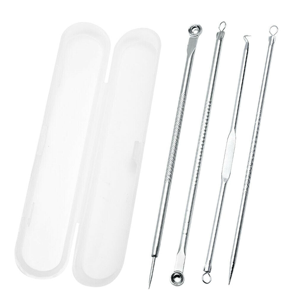 4 Piece Blackhead Acne Comedone Blemish Extractor Remover Stainless Tool Kit