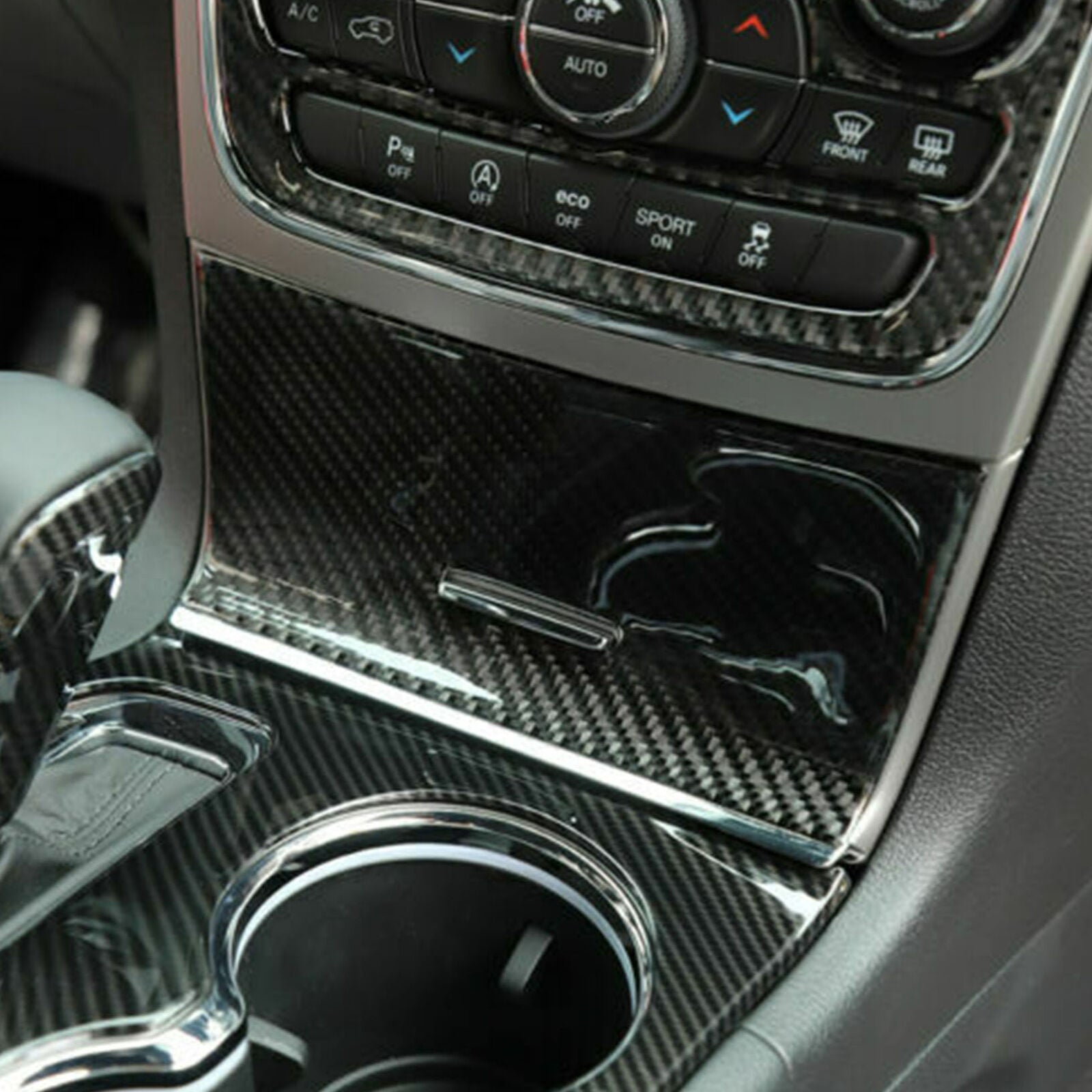 Carbon Fiber Console Center Storage Box Cover Trim For Jeep Grand Cherokee 2014+