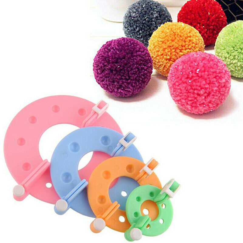4Pcs Pompom Maker Kit Knitting Bobble 4 Sizes Plush Fuzz Ball Making Craf.l8