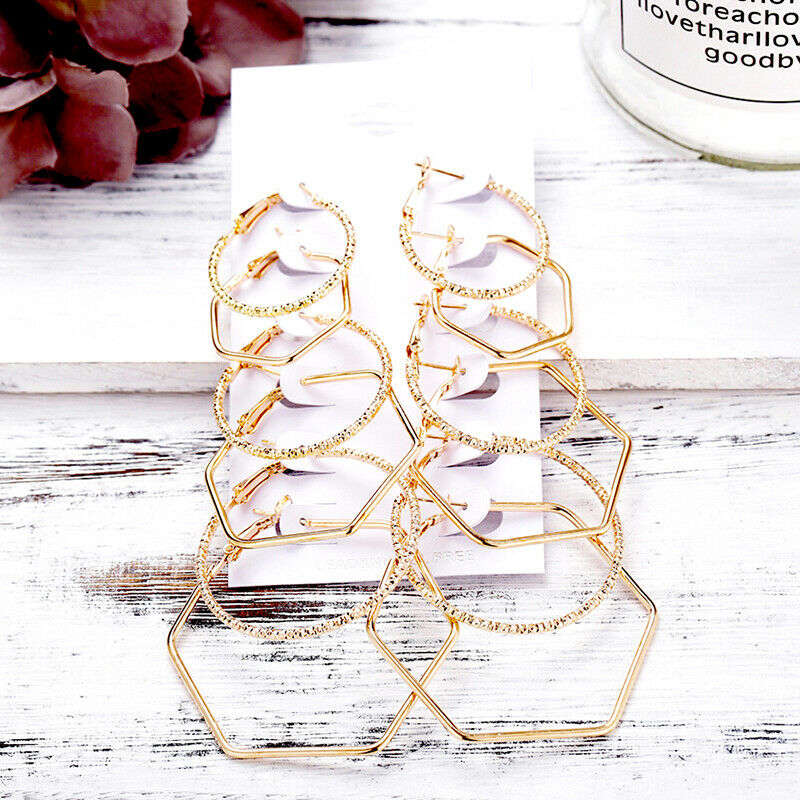 6Pairs Fashion Geometric Big Round Earrings Set Drop Dangle Earrings Jewel.l8