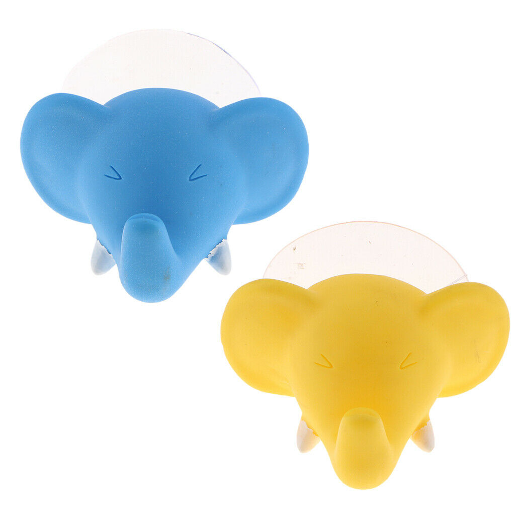 2pcs Creative Elephant Head Cartoon Bathroom Wall Sucker Hooks Nail Hook For