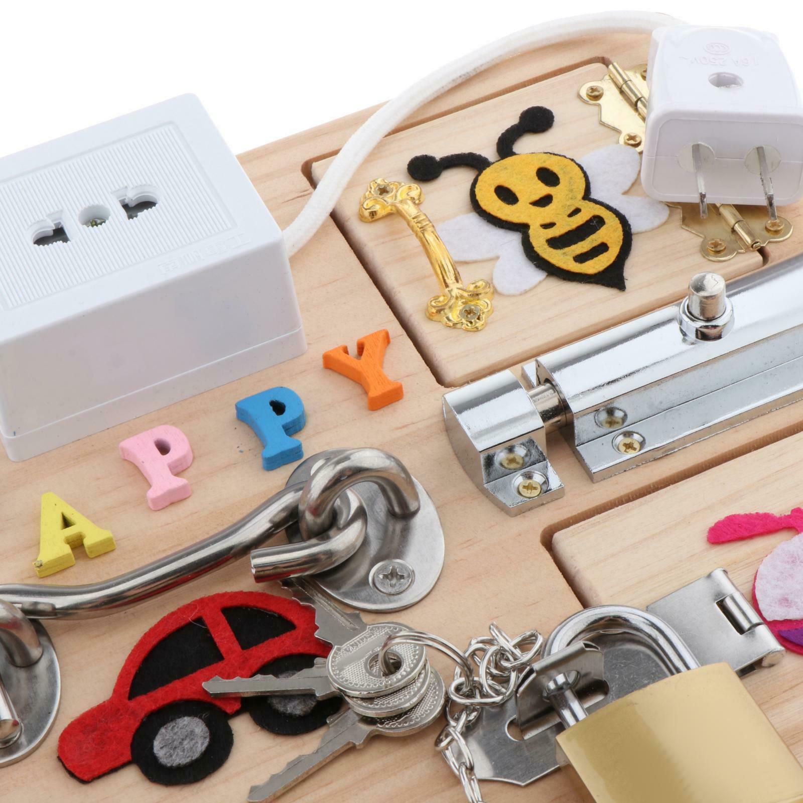 Wood Busy Board Lock and Keys Skills Early Educational Toys for Toddlers