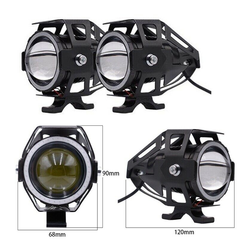 2 LED Motorcycle Angel Eyes Headlight DRL Spotlights Auxiliary Bright LED BicyR7