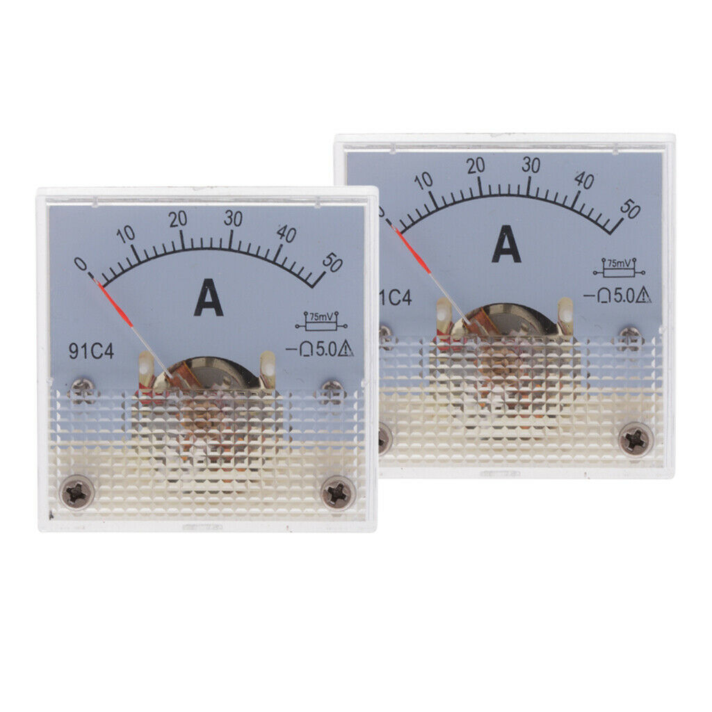 2 Pack Plastic Ammeter Analog Panel Meter Amp Meter Current Meter 75mV