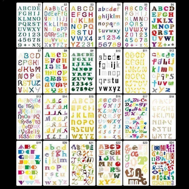 24pcs/set Alphabet Letters Drawing Template Stencil Painting Embossing Scrapbook