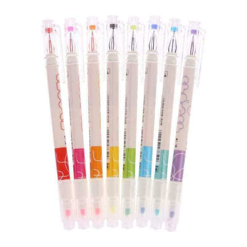 8Pcs Double DirigÃ© de Dessin Grade Fluorescent Stylo Mignon Art Surligneur