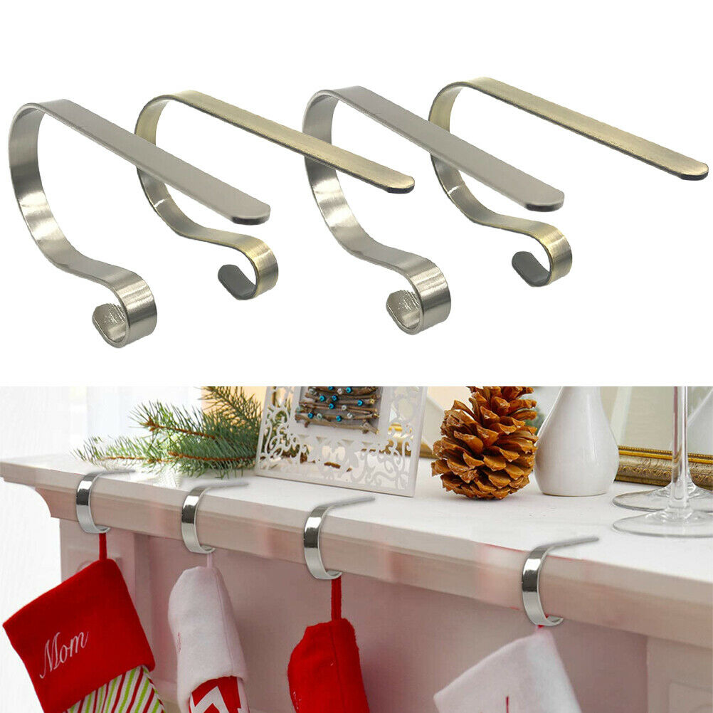 4Pcs/Lot Christmas Socking Hook Holders Metal Hanging Fireplace Table Hooks