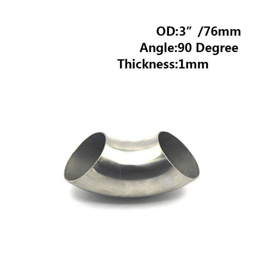 3" (76mm) OD Stainless Steel 90 Degree Exhaust Weld Bend Elbow Pipe Fitting Kit