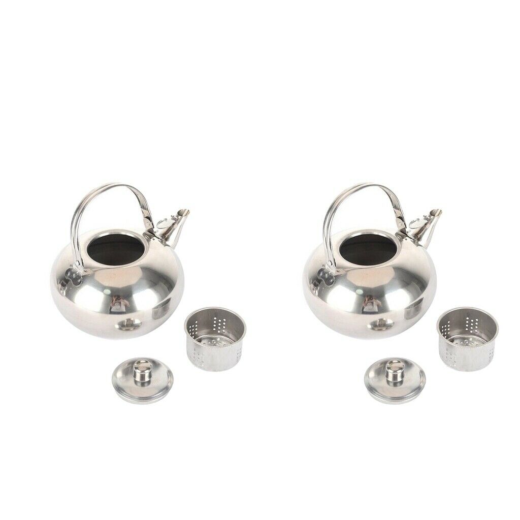 2Pcs Teapot with Infuser Loose Tea Leaf Stainless Steel Tea Pot Coffee Water