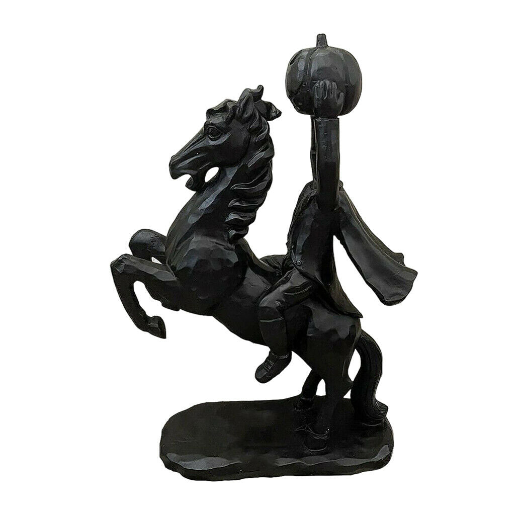 Headless Horseman Statue Ornament Horror All Black for Halloween Desktop