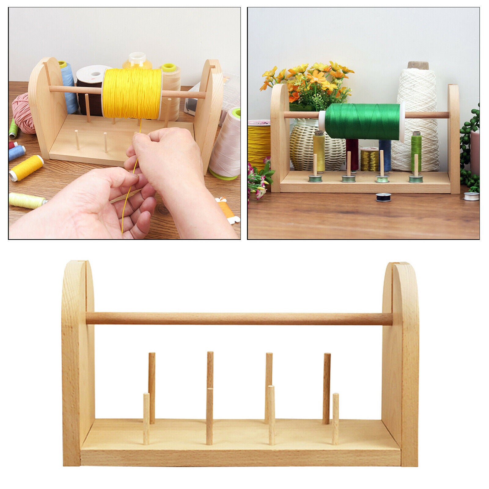 Wood Thread Rack Stand Organizer Embroidery Storage Quilting Knitting Accs