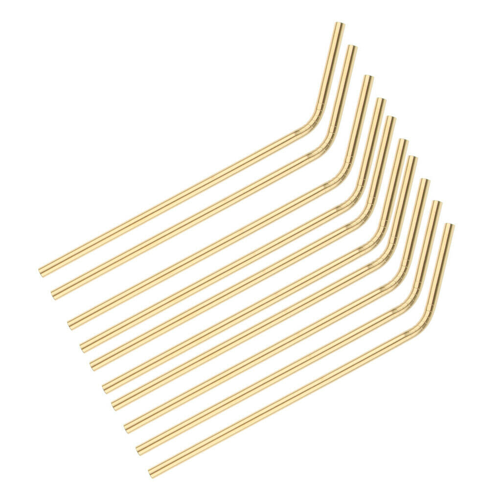10 Pcs Reusable Bent Stainless Steel Straws Environmentally Friendly 21cm