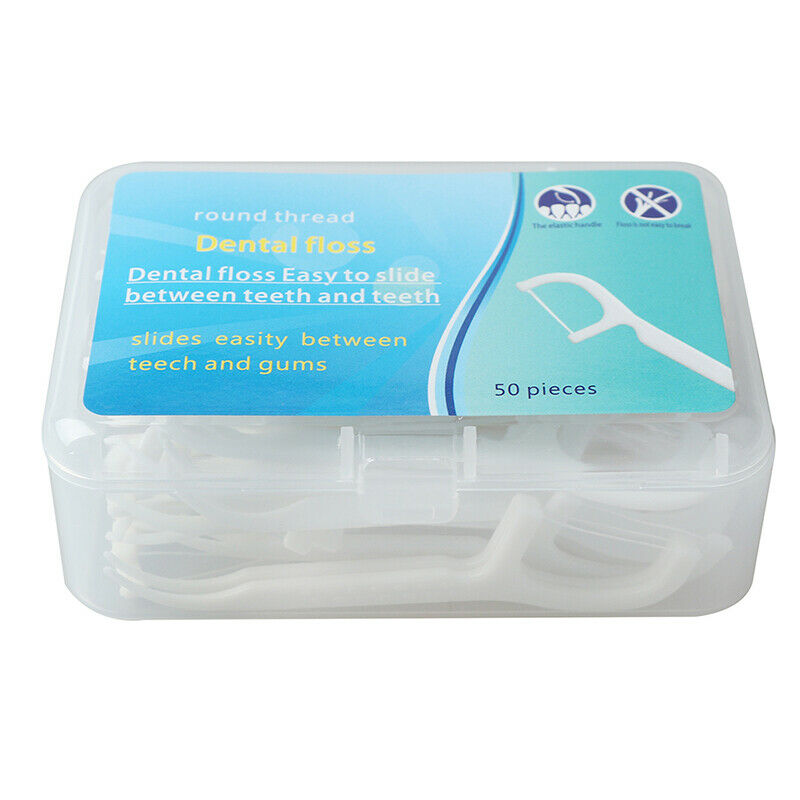 50pc Dental Floss Flosser Picks Teeth Toothpicks Stick Oral Cleaning Gum .l8