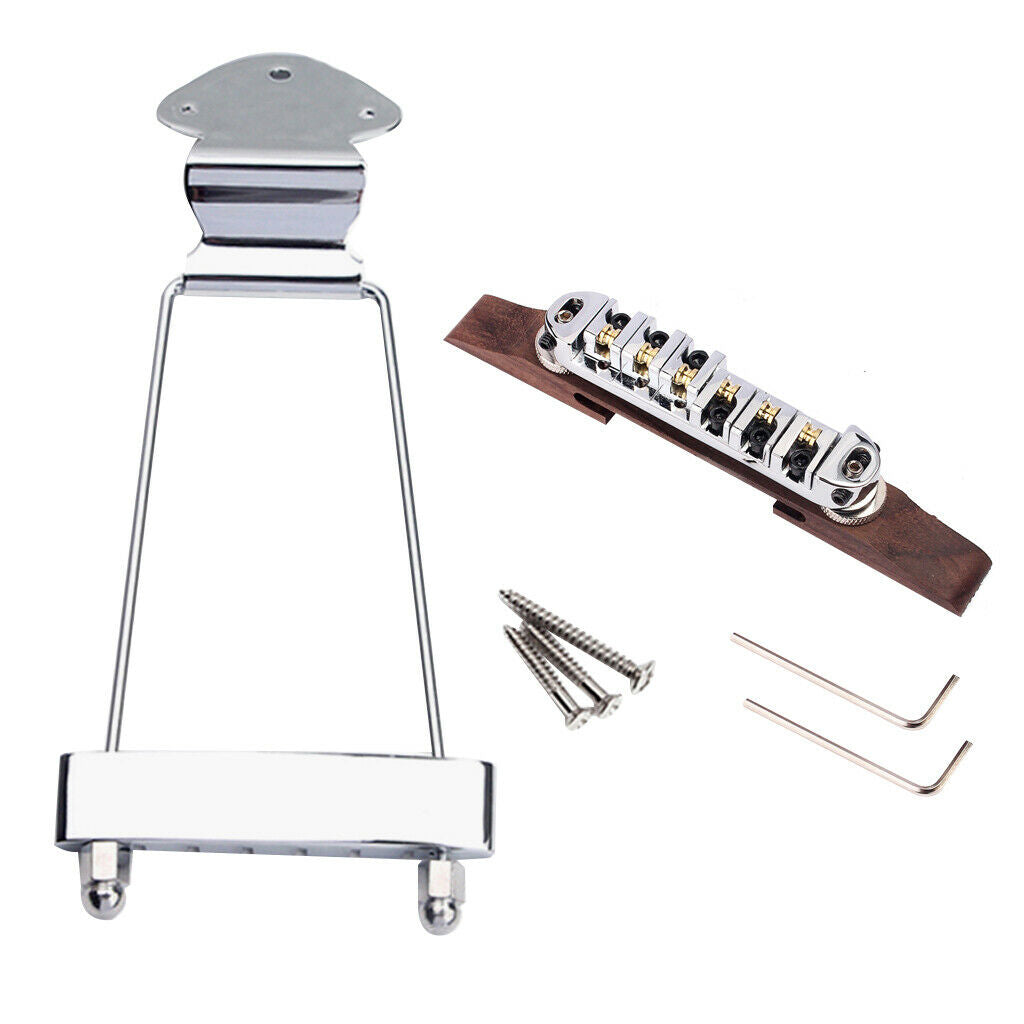 1 Set 6 String Archtop Jazz Guitar Bridge Tailpiece  for Jazz Guitar  Chrome