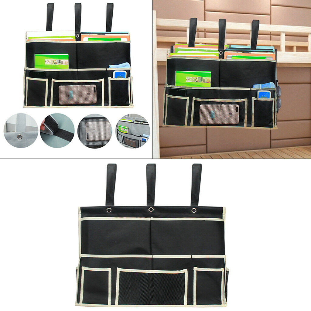 10-Pocket Sofa Storage Bag Bed Organizer Bag Organizer Holder for Books Black