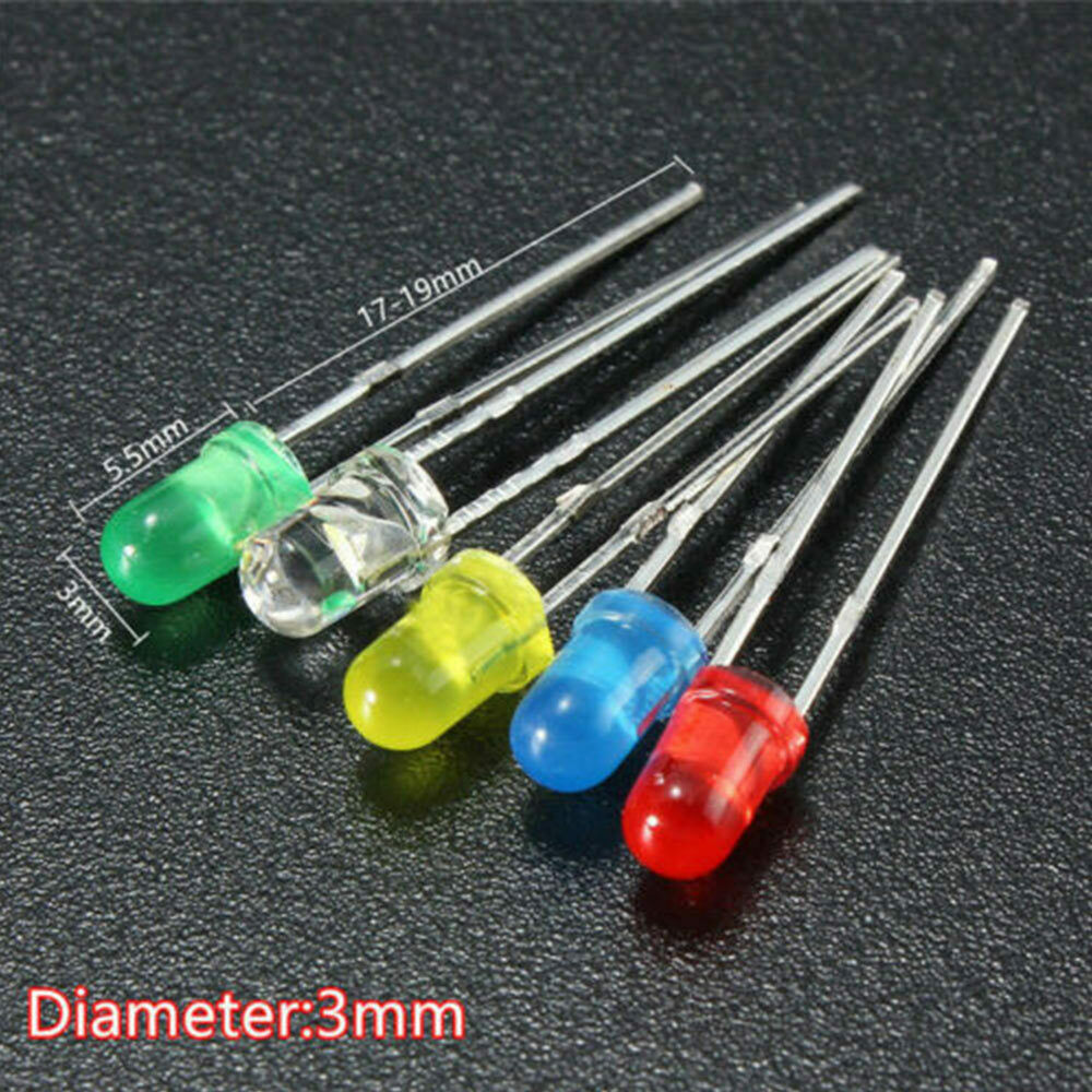 500pcs LED Light Emitting Diodes 3mm Round Head 2Pin Diode Multicolor NICE