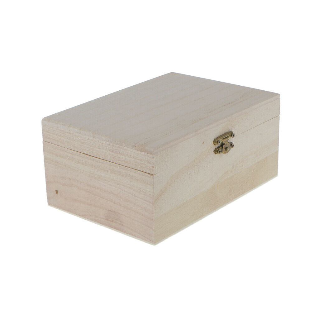 Wood Jewelry Storage Unfinished Box Home Trinkets Organizer Display