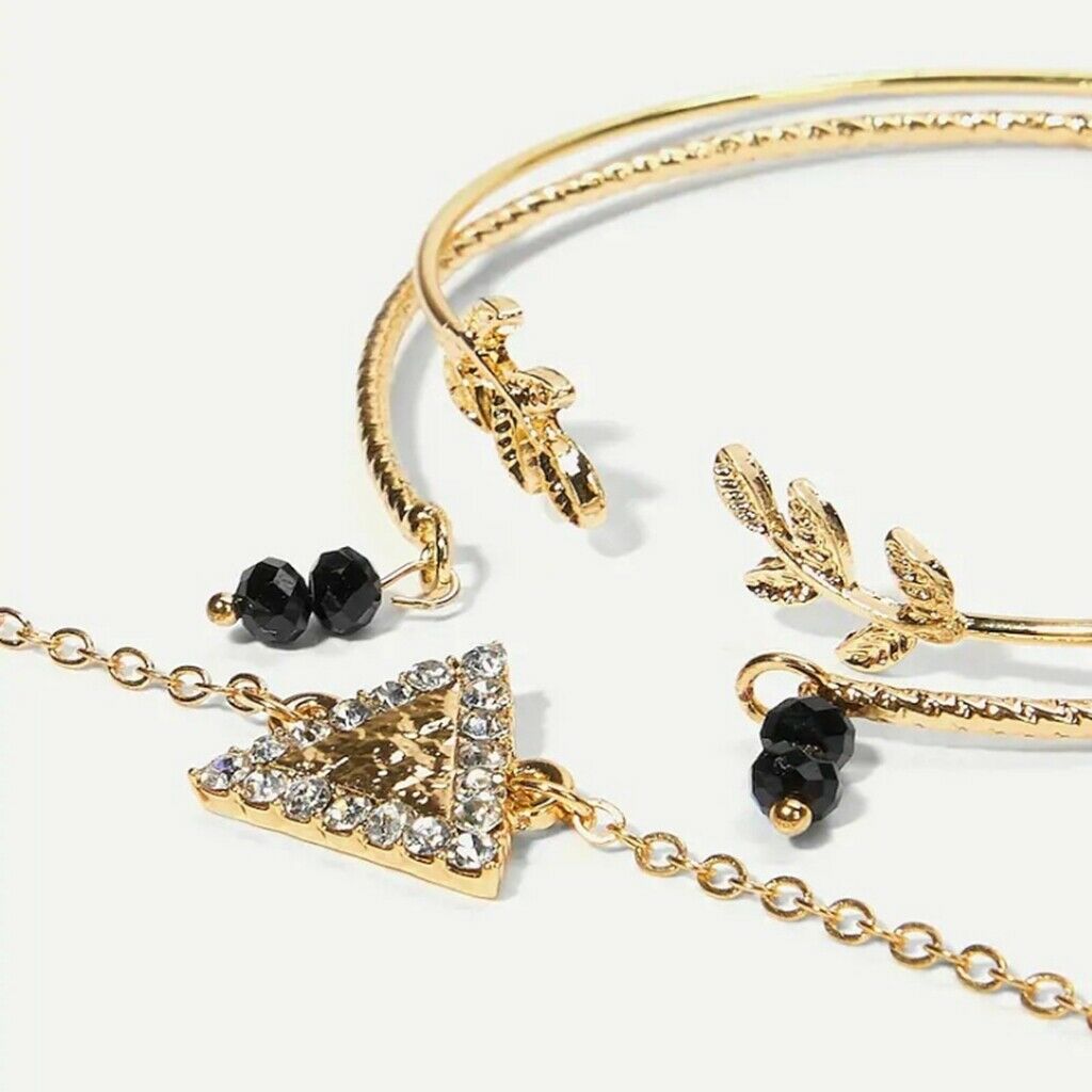 Multilayer Leaf Zircon Crystal Bracelet Adjustable for Woman Girl Jewelry