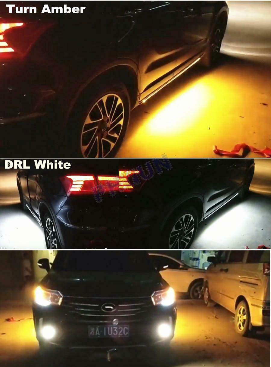 2x 60" White/Amber Running Board Side Step LED Light Strip Turn Signal DRL Bar