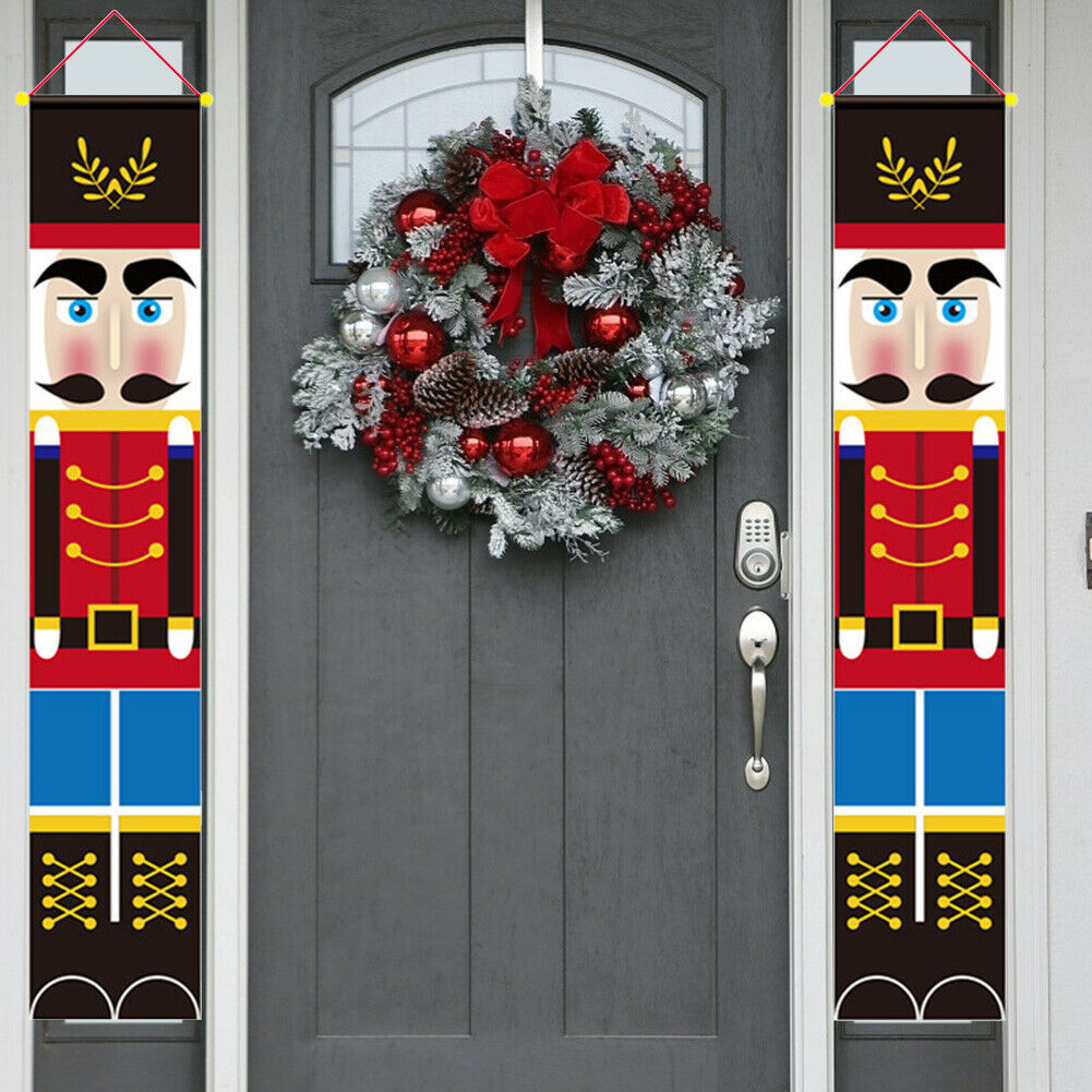 1 Pair Christmas Decoration Walnut Soldier Front Door Curtain Hanging Cloth @
