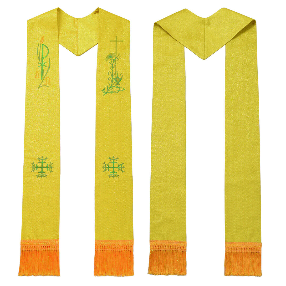 Catholic Church Priest Liturgical Stole Chi-Rho Flower Mass Stole Embroidered