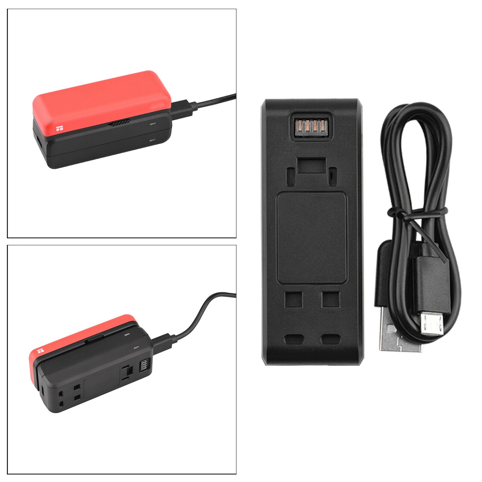 Black USB Battery Charger Holoder Charging Station For Insta360 ONE R Camera