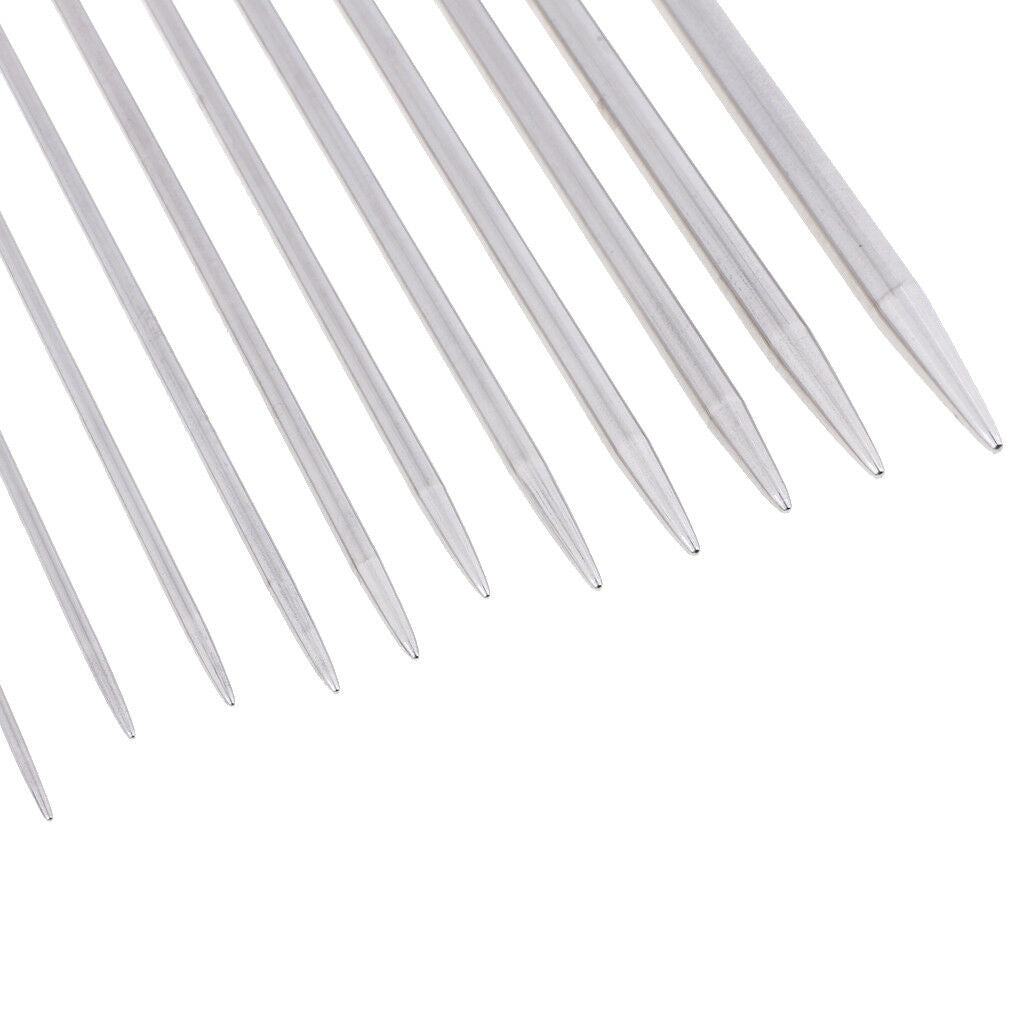 22pcs Stainless Steel Single Pointed Knitting Needle Sweater Staight Needles