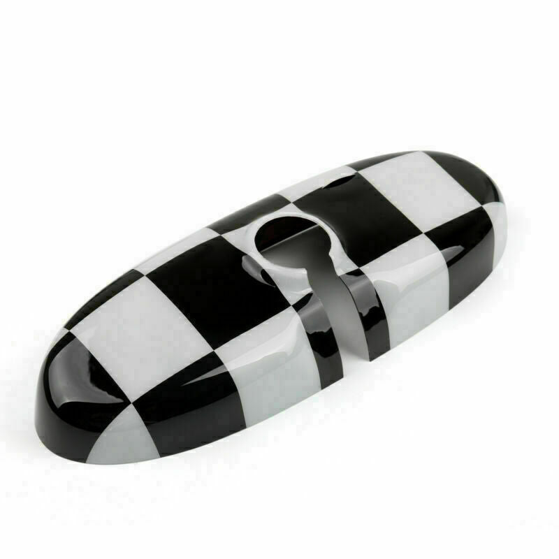 Black Checkered Pattern Rear View Mirror Cover Fits BMW MINI Cooper R55 R56 R57/
