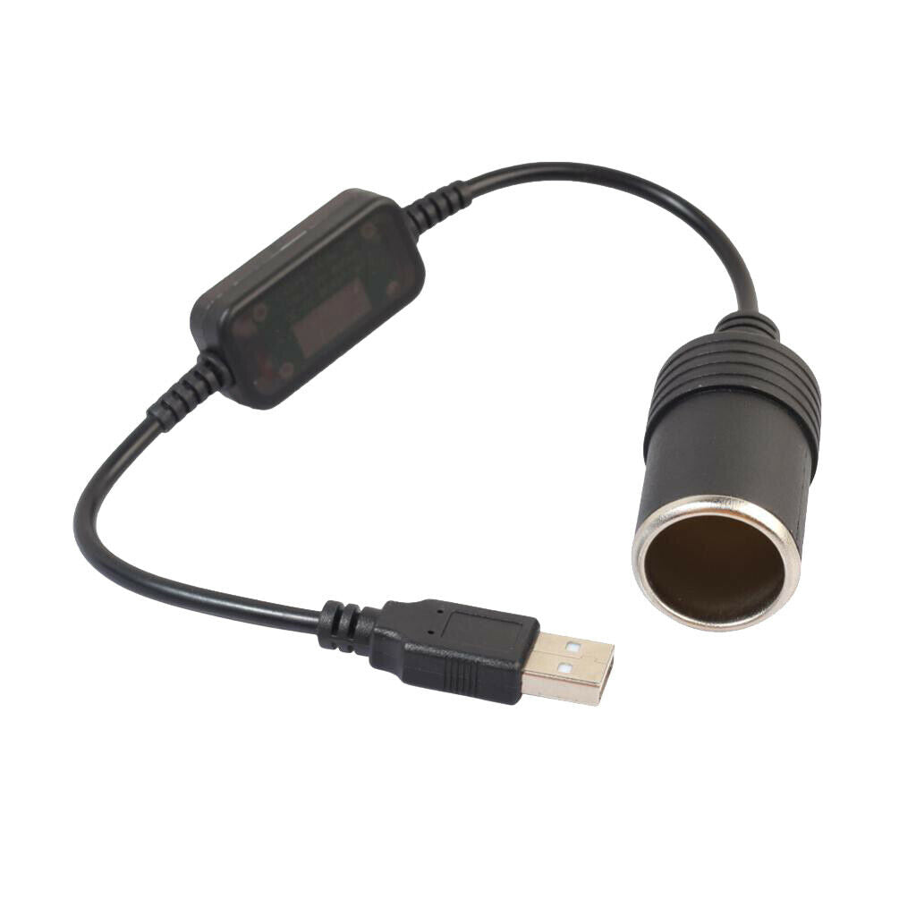 Car 300mm 5V 2A USB to 12V 1A Female Cig Lighter Socket Converter Power