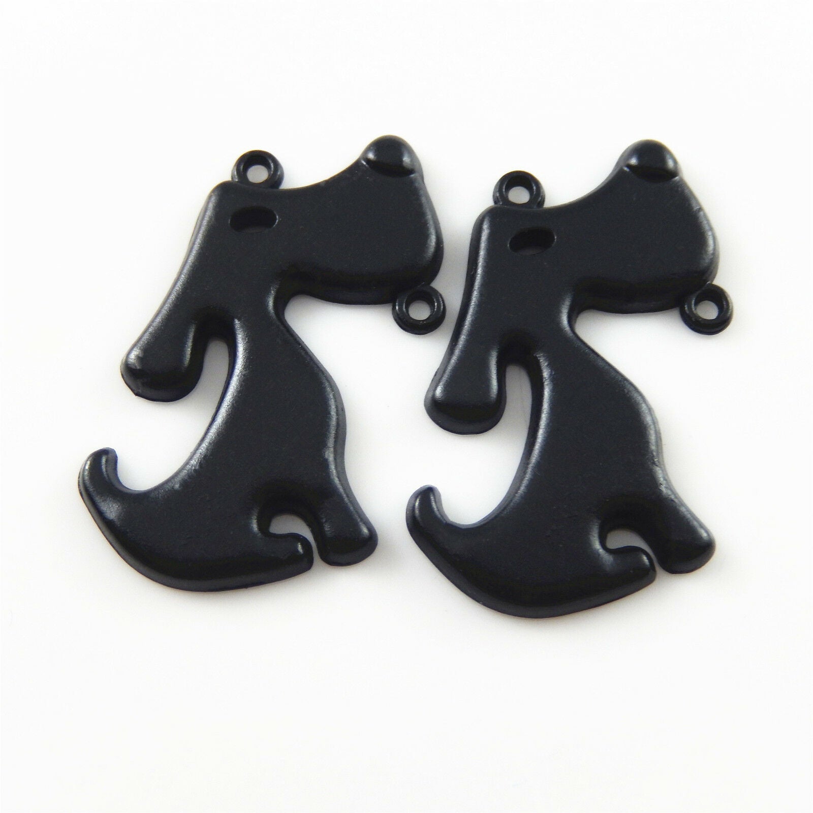 10 pcs Black Tone Cute Dog Charm Alloy Pendant Jewelry Making Connector 38x22mm