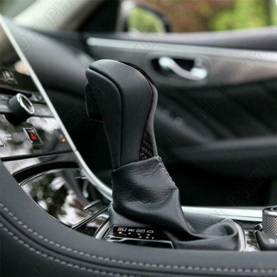 Car Inner Gear Shift Knob Cover Carbon Fiber Color For Infiniti Q50 Q60 2014-19