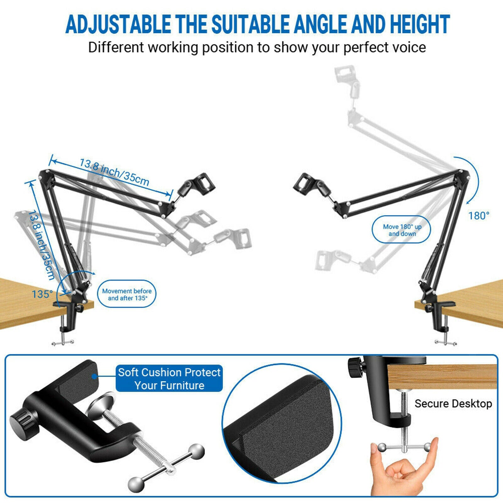 Adjustable Studio Microphone Scissor Arm Stand for Recording TV Stations