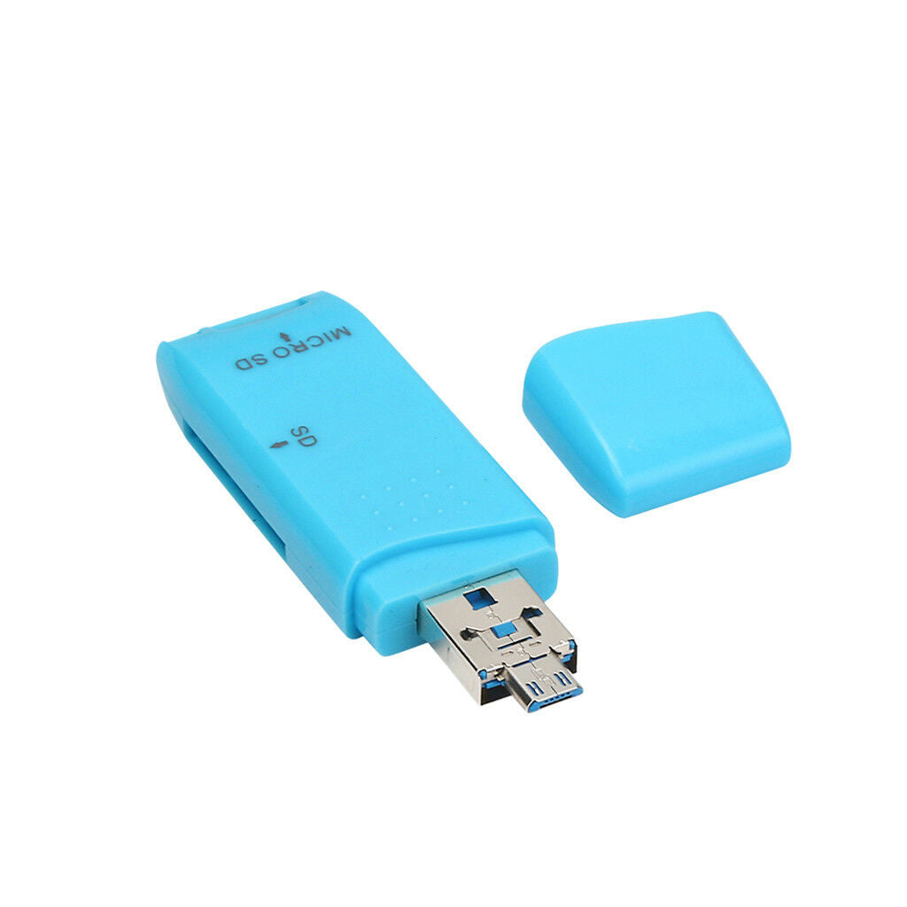 2-in-1 USB 2.0 OTG Multi Memory Card Reader for   SD SDHC SDXC-Blue