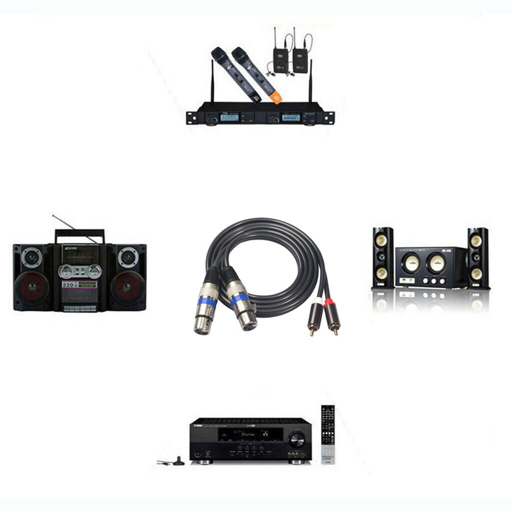 Dual Female XLR to RCA Cable, 2 XLR Female to 2 RCA Male Cable Stereo Audio