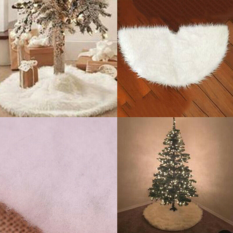 White Plush Christmas Tree Skirt Carpet Merry Christmas Decor New Year Decor EBD