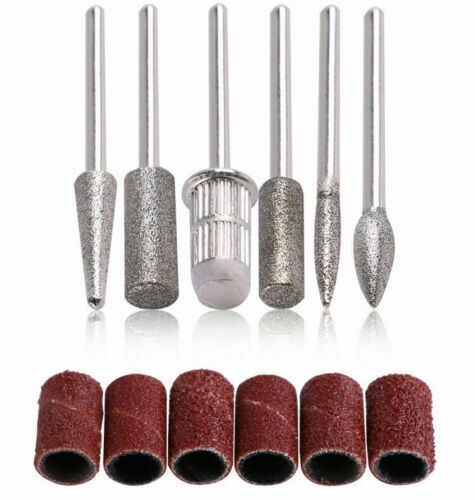 Pro Nail Art 6+6 Drill File Bits Tools Set For Acrylic Manicure Electric-Machine