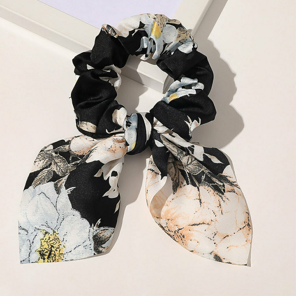 Fashion Flowers Bandana Elastic Hair Scrunchies Ponytail Holder Hair Ties