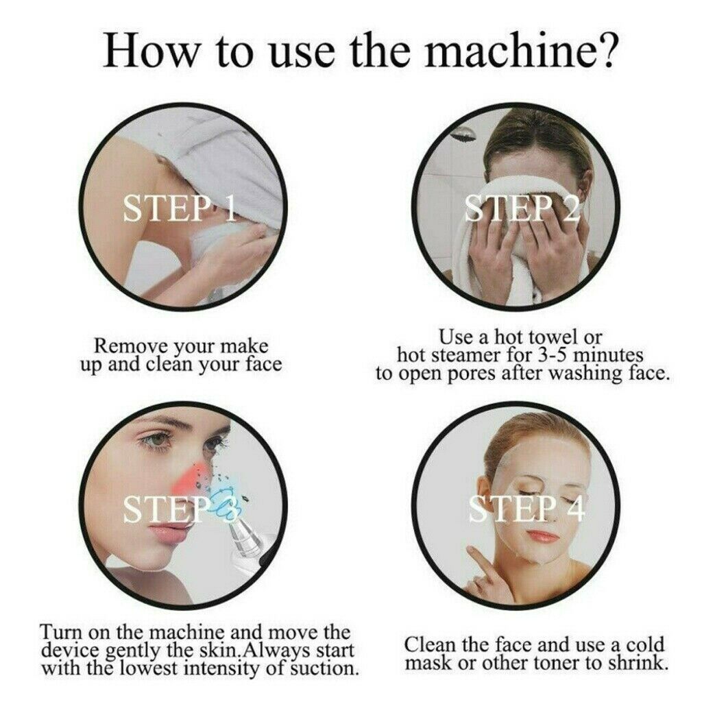 Electric Blackhead Remover Vacuum Suction Facial Acne Pore Cleaner Tool