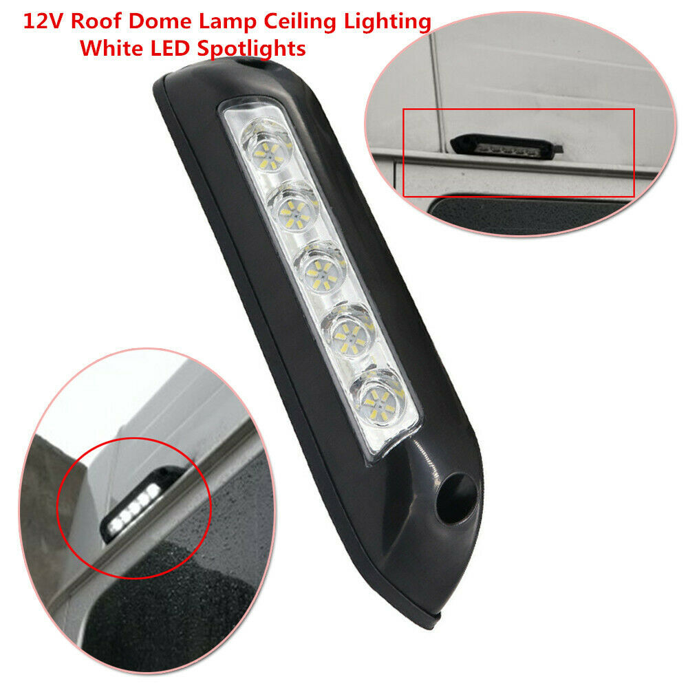 Car RV Marine Roof Dome Lamp Ceiling Lighting 12V White 5 LED Spotlights Lamp