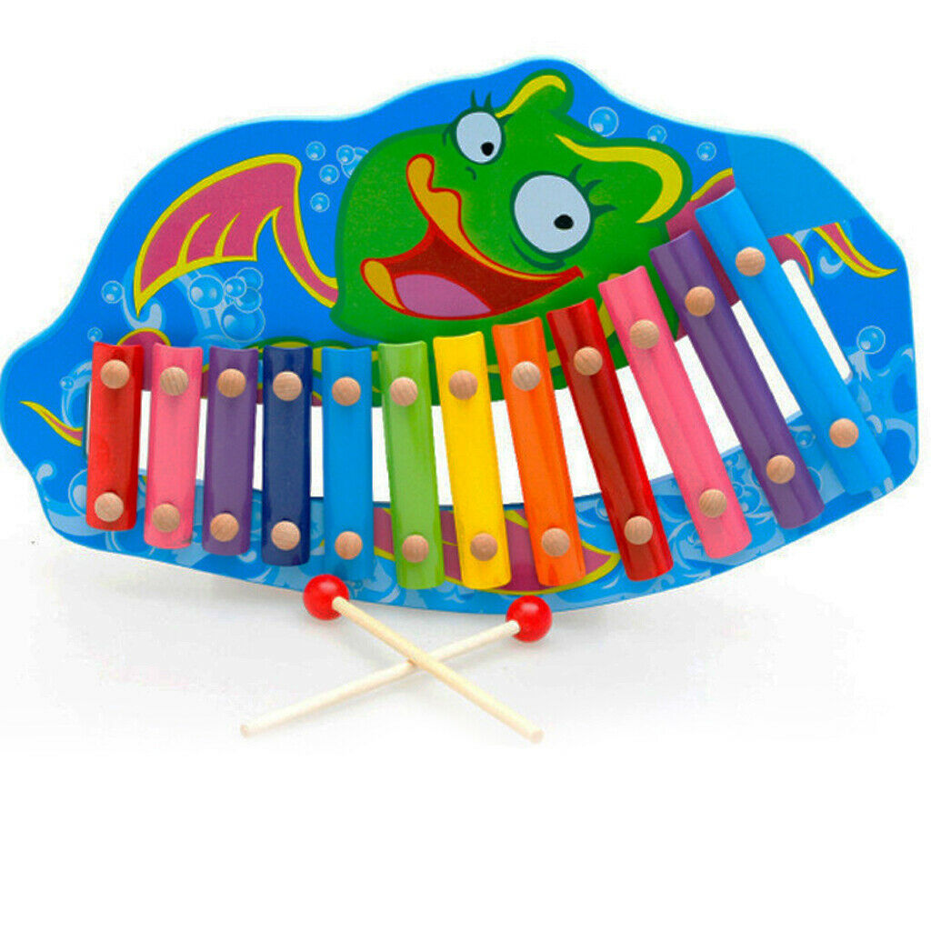 Wooden 12 Key Notes Xylophone Toys Hand Knock Piano Music Instrument for 1 2 3