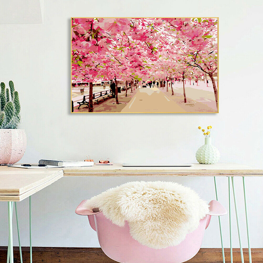 Painting By Numbers Kit DIY Tree Avenue Hand Painted Canvas Oil Art Picture @