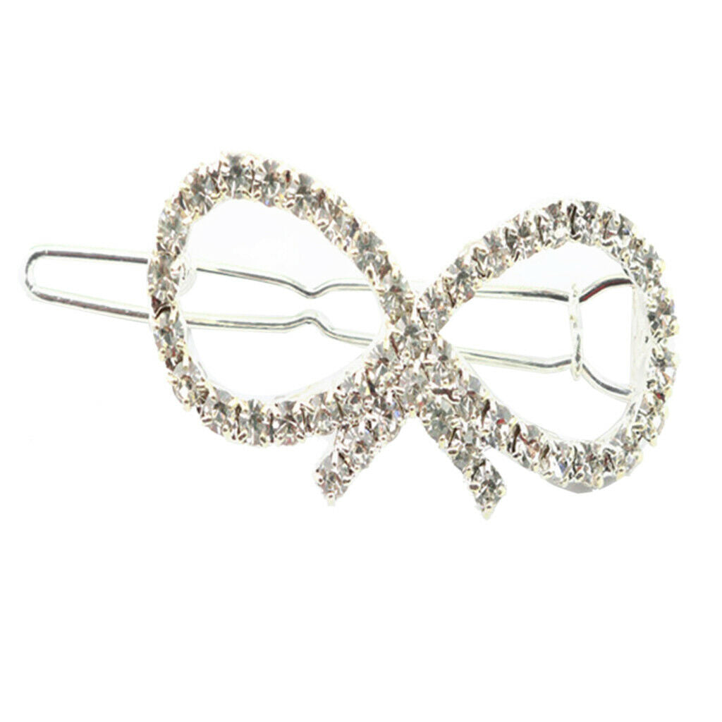 Elegant Bowknot Crystal Barrettes Hair Clip Hairpin Headpiece for Women