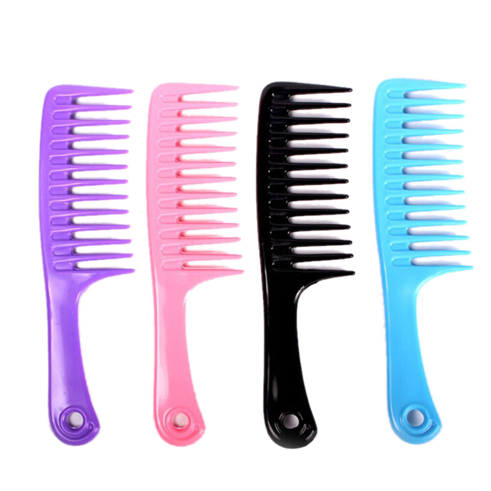 Hairdressing Salon Plastic anti-static handle wide Tooth Hair Comb Detangling、DD