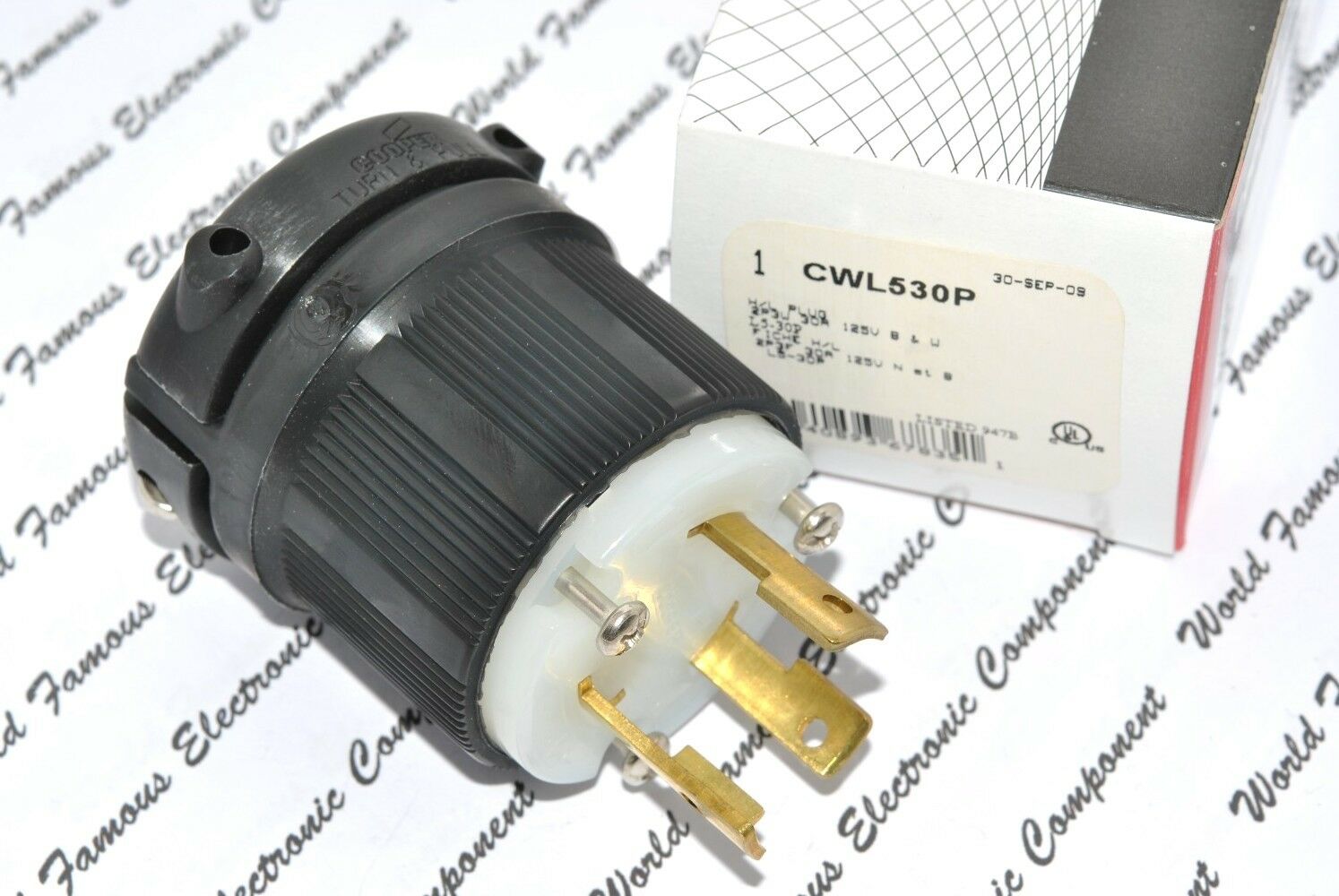 1pcs - COOPER CWL530P NEMA L5-30 30A 125V Twist Hart-Lock Locking Plug