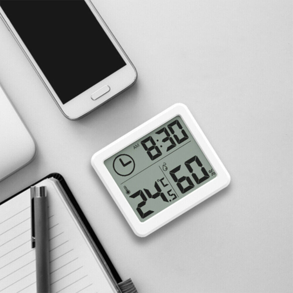 Digital LCD Hygrometer Clock Electronic Humidity Thermometer Outdoor Indoor Room