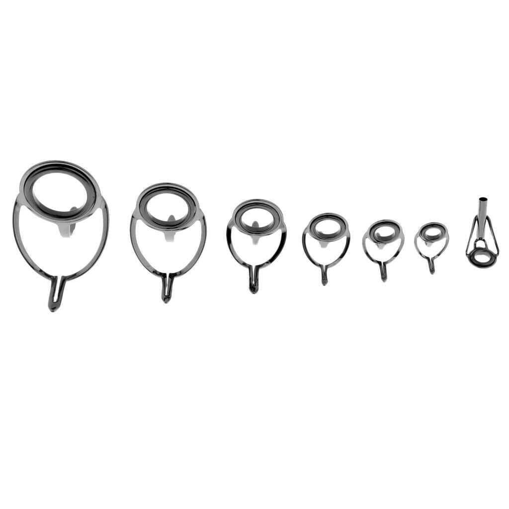 7pcs Ceramic Ring Fishing Rod Guides Line Repair Tip Tops Rings Multi-sizes