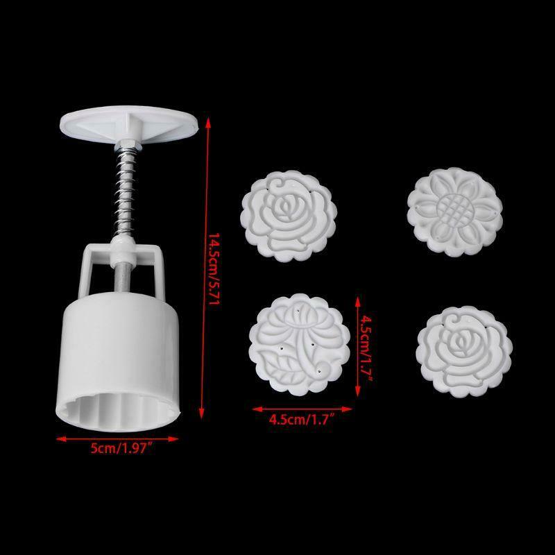 5Pcs Stamps 50g Round Flower Moon Cake Mould Mold Pastry Mooncake Hand DIY Tool