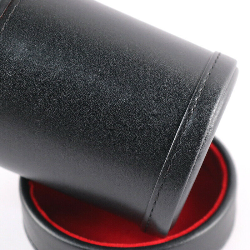 1X New Black PU Leather Flannel Mute Dice Cups With 5pcs Dices Bar Game S.l8